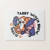 Tabby Witch Brew – Cute Halloween Cat Design ジグソーパズル (横)