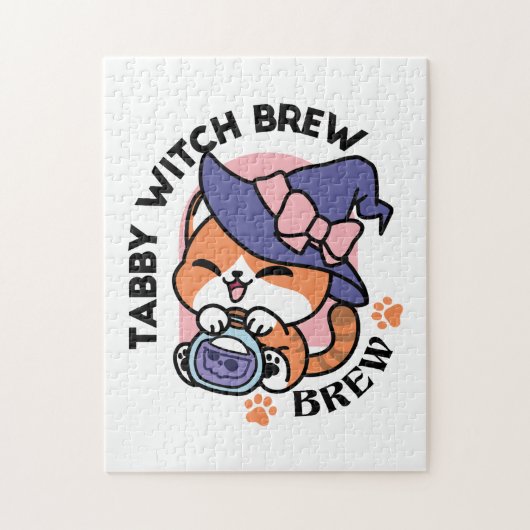 Tabby Witch Brew – Cute Halloween Cat Design ジグソーパズル (縦)