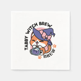 Tabby Witch Brew – Cute Halloween Cat Design スタンダードカクテルナプキン
