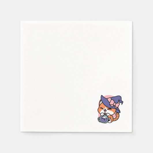Tabby Witch Brew – Cute Halloween Cat Design スタンダードカクテルナプキン (正面)
