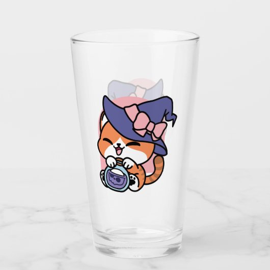 Tabby Witch Brew – Cute Halloween Cat Design タンブラーグラス (正面)