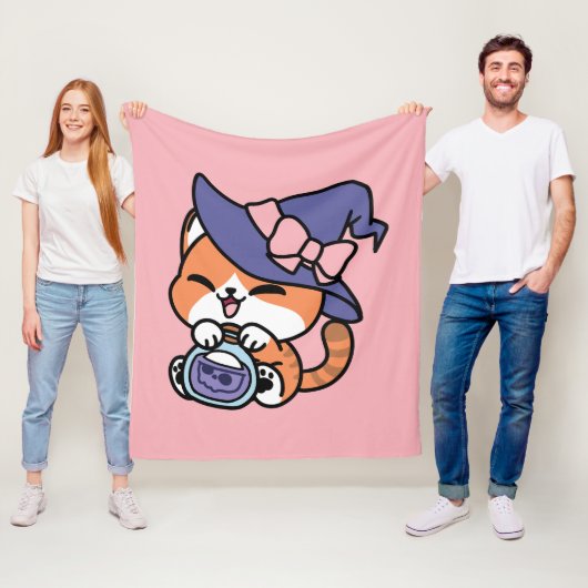 Tabby Witch Brew – Cute Halloween Cat Design フリースブランケット (インサイチュ)