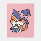 Tabby Witch Brew – Cute Halloween Cat Design フリースブランケット (正面)