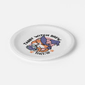 Tabby Witch Brew – Cute Halloween Cat Design ペーパープレート (アングル)