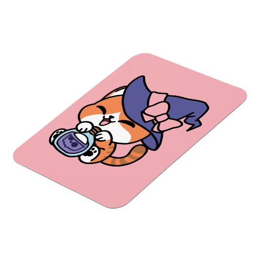 Tabby Witch Brew – Cute Halloween Cat Design マグネット (左側)
