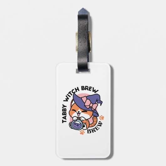 Tabby Witch Brew – Cute Halloween Cat Design ラゲッジタグ (裏面縦)