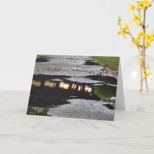 Tabernacle Window Reflection - Martha's Vineyard カード (黄色い花)