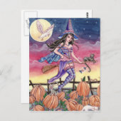 Tabitha – 魔女と猫とフクロウのはがき ポストカード (正面/裏面)