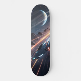Tabla de Skate Aeronave con Meteoritos y Planeta スケートボード