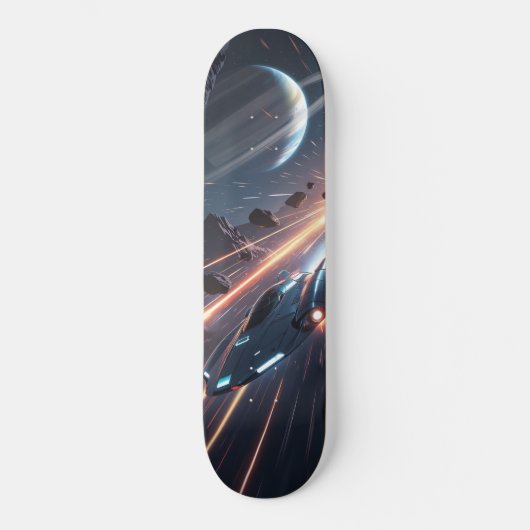 Tabla de Skate Aeronave con Meteoritos y Planeta スケートボード (正面)