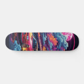 Tabla de Skate Carro con nubes rosa y azul y Luna スケートボード (横)