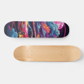 Tabla de Skate Carro con nubes rosa y azul y Luna スケートボード (横)