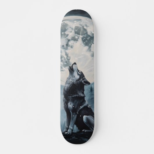 Tabla de Skate Lobo Aullando a la Luz de la Luna スケートボード (正面)