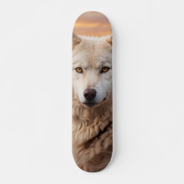 Tabla de Skate Lobo Blanco en el Atardecer スケートボード