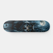 Tabla de Skate Lobo en Bosque Nocturno con Luna スケートボード (横)