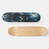 Tabla de Skate Lobo en Bosque Nocturno con Luna スケートボード (横)