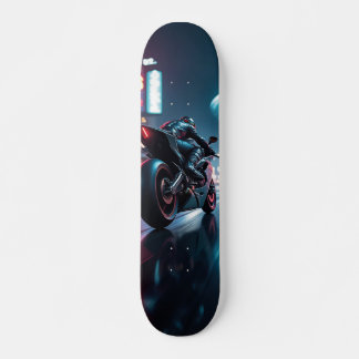 Tabla de Skate Motociclista Conduciendo su Máquina スケートボード