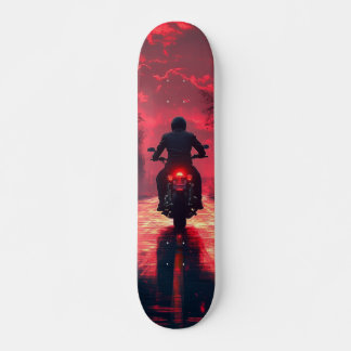Tabla de Skate Motociclista Solitario en Atardecer スケートボード