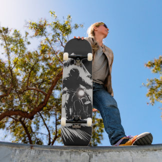 Tabla de Skate Motociclista Viajando en la Noche スケートボード