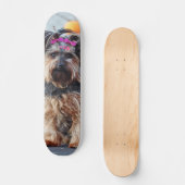 Tabla de Skate Perrita Terrier con Lazos Rosados スケートボード (正面)