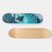 Tabla de Skate Surfista Montado en una Ola Marina スケートボード (横)