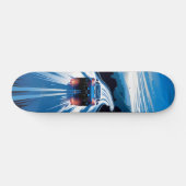 Tabla de Skate Vehículo Azul en Carretera Húmeda スケートボード (横)