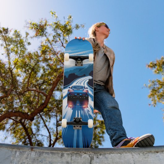 Tabla de Skate Vehículo Azul en Carretera Húmeda スケートボード (室外1)