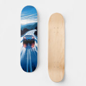 Tabla de Skate Vehículo Azul en Carretera Húmeda スケートボード (正面)
