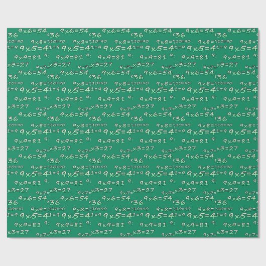 TABLA DEL 9 - 9 TIMES TABLE - GREEN - VERDE ラッピングペーパー (フラット)