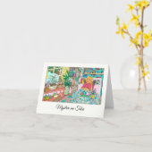 Table考えで猫とスロバキア語で カード (黄色い花)