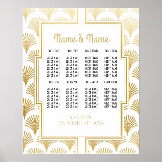 Table 結婚's Gatsbyアールデコ1920sポスターシート ポスター (正面)