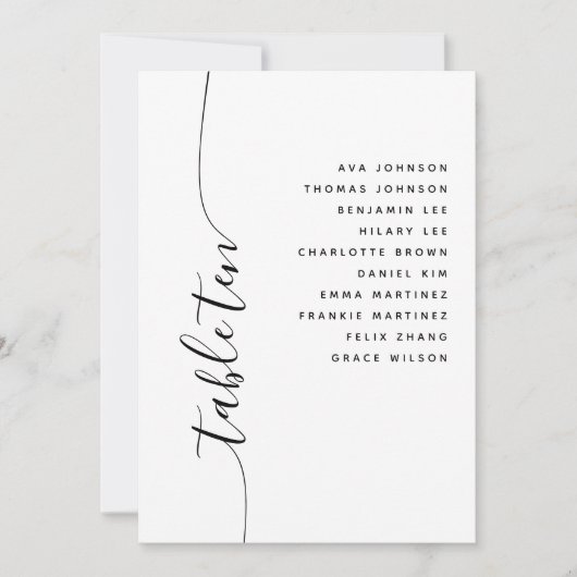 Table 10 Vertical Wedding Seating Chart Card 招待状 (正面)