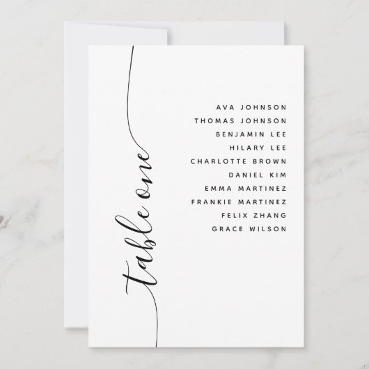 Table 1 Vertical Script Wedding Seating Chart Card 招待状 (正面)