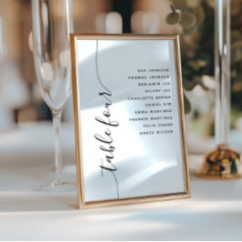 Table 4 Vertical Script Wedding Seating Chart Card 招待状