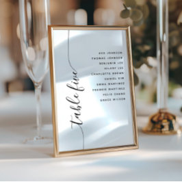 Table 5 Vertical Script Wedding Seating Chart Card 招待状