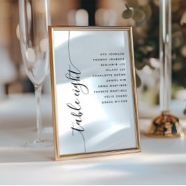 Table 8 Vertical Script Wedding Seating Chart Card 招待状