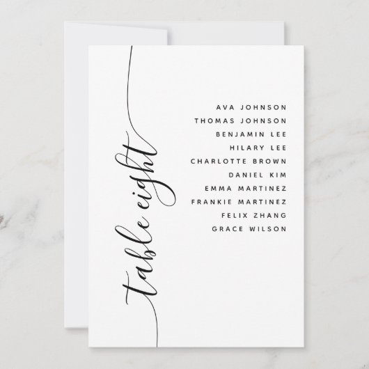 Table 8 Vertical Script Wedding Seating Chart Card 招待状 (正面)