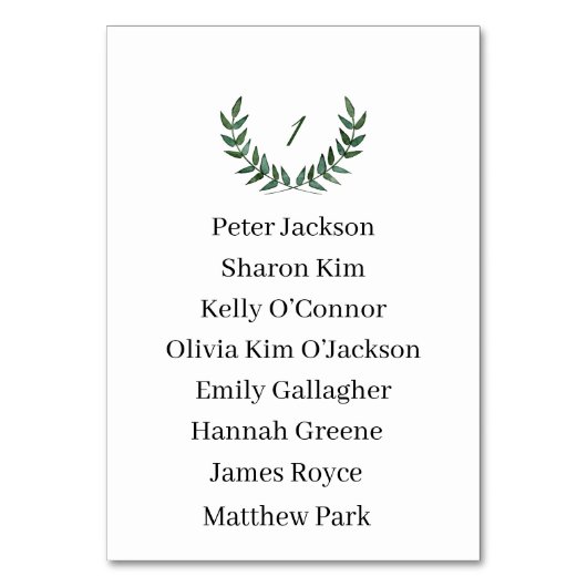 Table Card テーブルナンバー (正面)