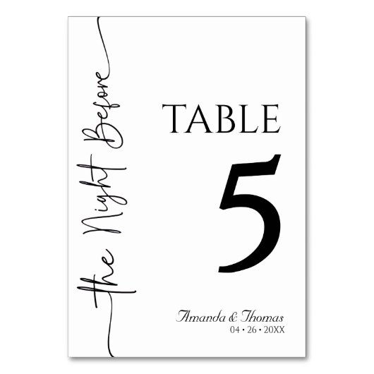 Table Card テーブルナンバー (正面)