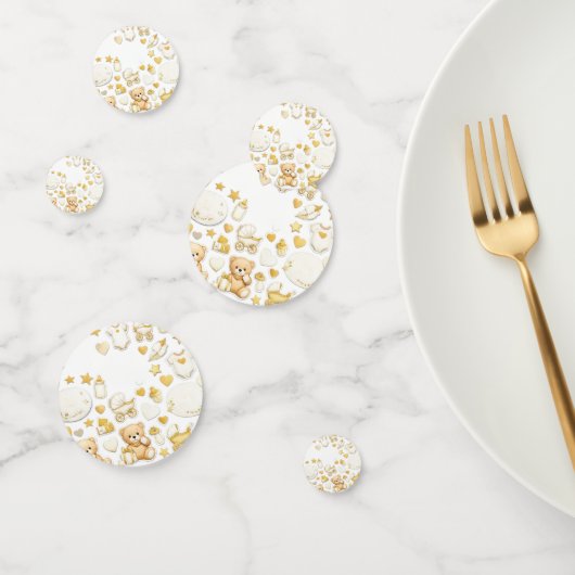 Table Confetti Baby Shower | Teddy Bear Gold コンフェッティ (グループ)