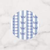 Table Confetti Blue & White Stripe He said Yes! コンフェッティ (スモール正面)