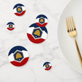 Table confetti with flag of Utah State, USA コンフェッティ