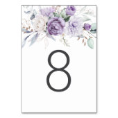 Table Eight Watercolor Purple Floral Wedding テーブルナンバー (裏面)