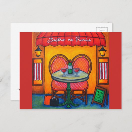 Table for Two, Paris Bistro By Lisa Lorenz ポストカード (正面/裏面)