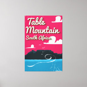 Table Mountain South Africaヴィンテージ旅行ポスター キャンバスプリント