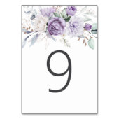 Table Nine Watercolor Purple Floral Wedding テーブルナンバー (裏面)