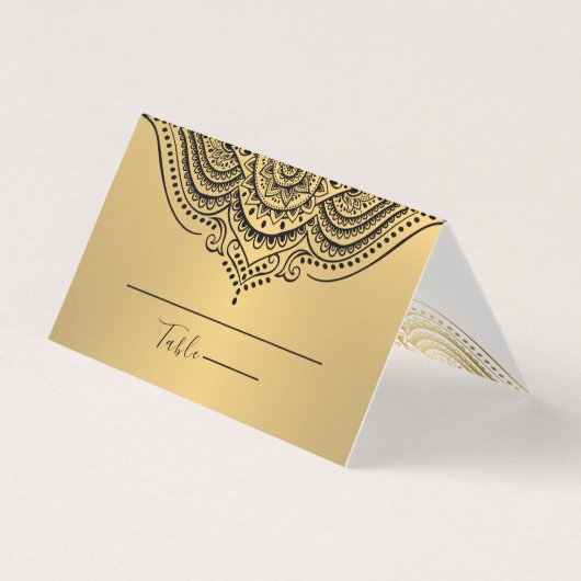 Table No. Place Card Ornate Gold Mandala 名刺 (正面)