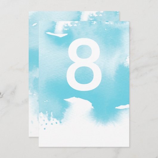 TABLE NUMBERの結婚アクアスタイリッシュブルーの水色 招待状 (正面/裏面)