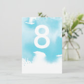 TABLE NUMBERの結婚アクアスタイリッシュブルーの水色 招待状 (スタンド正面)