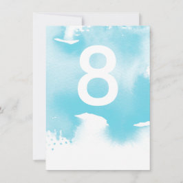 TABLE NUMBERの結婚アクアスタイリッシュブルーの水色 招待状